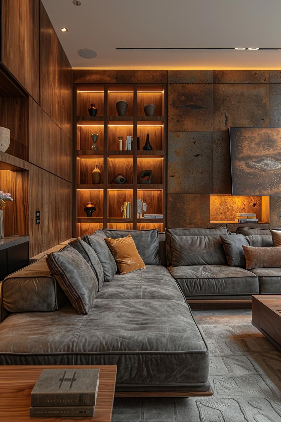 3. Low-Backed Couch With Modular Shelving - photo 3