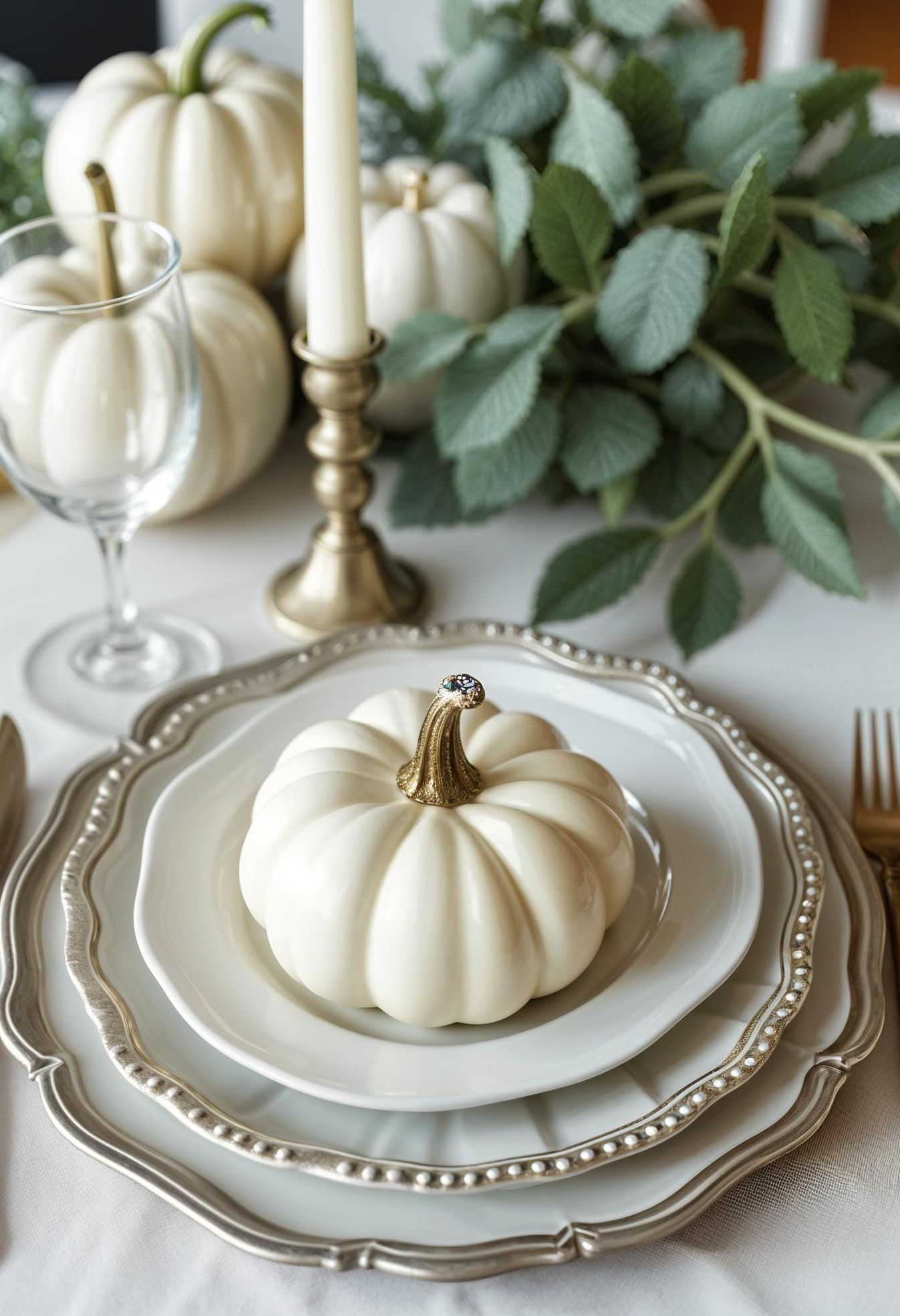 9. Minimalist White Table With Sage Green Botanicals - photo 2