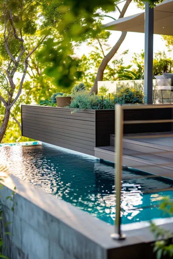 Elevated Pool Deck Tucked Into Nature