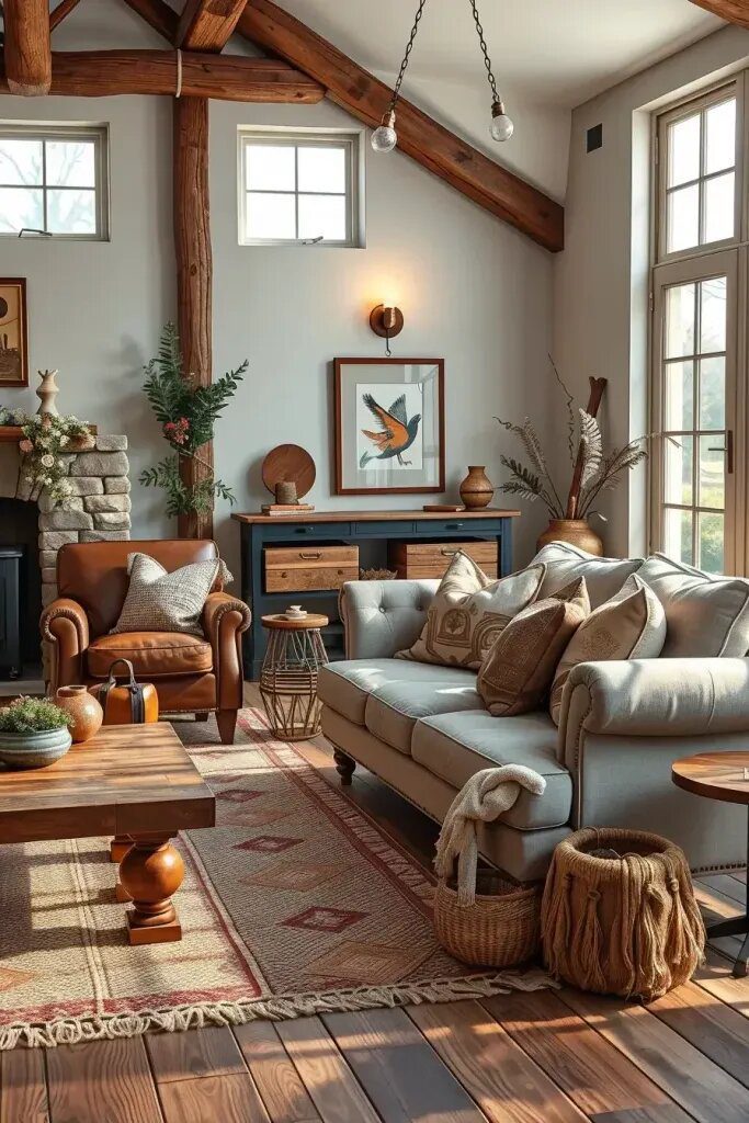 Cozy Seating Experience: Leather and Linen Mix