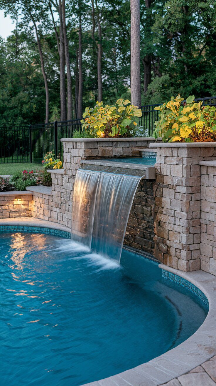 Backyard Pools with Fountain Features