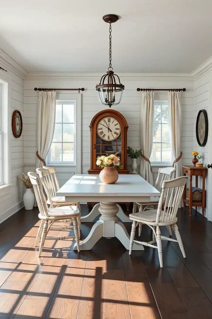 Timeless Looks for White Farmhouse Dining Rooms