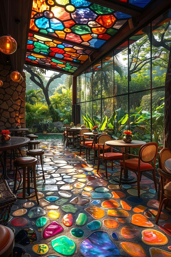 11. Colorful Stained Glass Patio Roofs