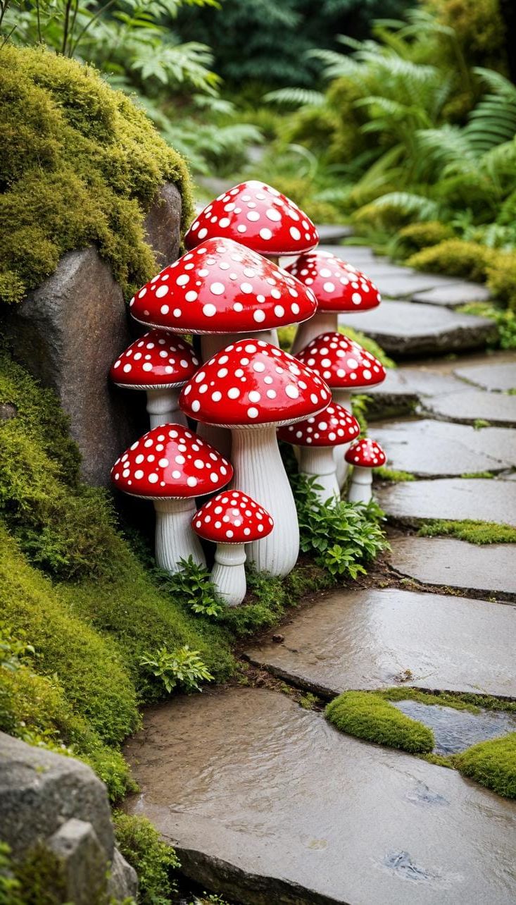 19. Red and White Toadstools Along a Stone Path - photo 2