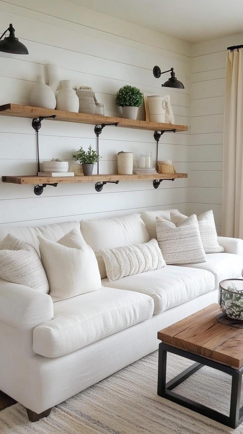4. Linen Upholstery Against Shiplap Walls - photo 3