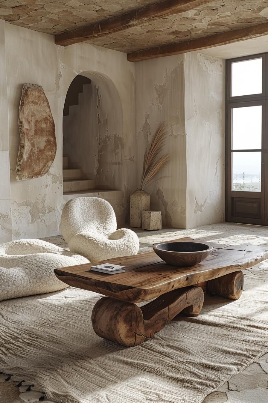 1. Natural Wood and Linen Living Room - photo 2