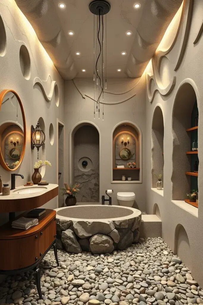 Cave-Style Bathrooms with Natural Curves