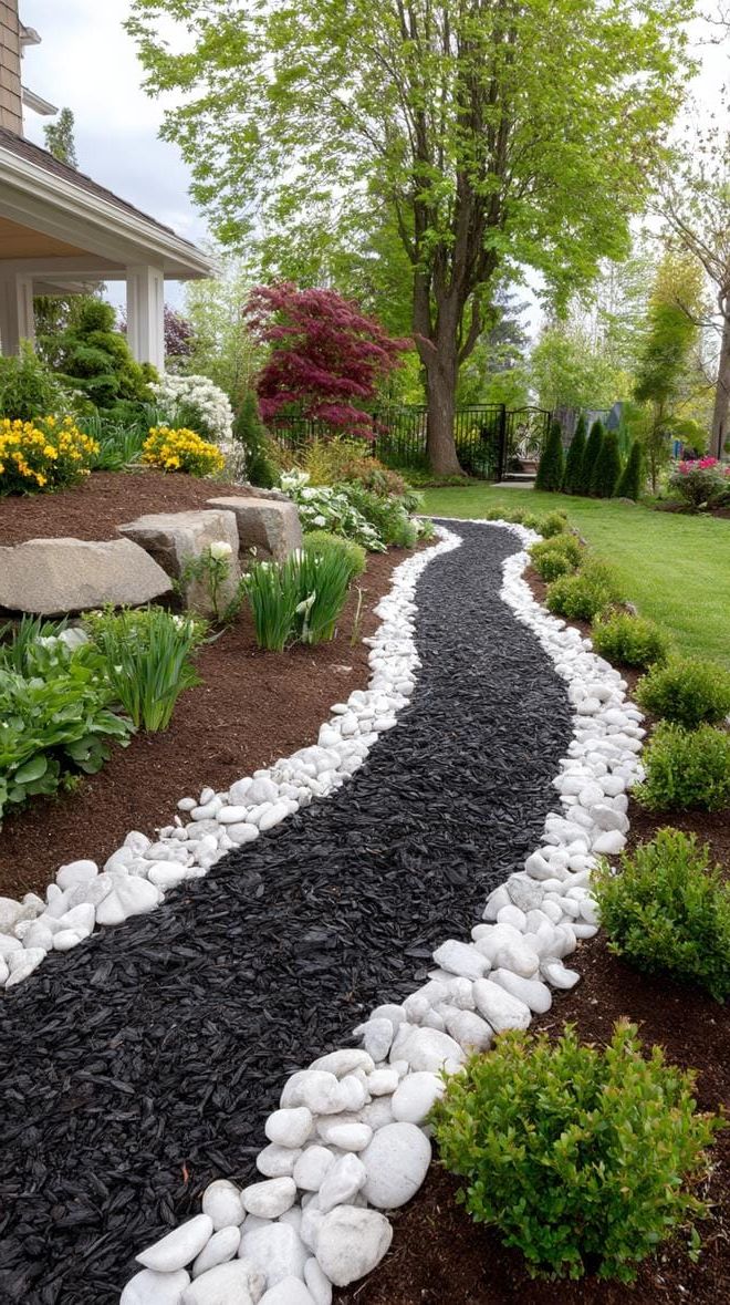 19. Black Mulch Path with a White Stone Border - photo 2