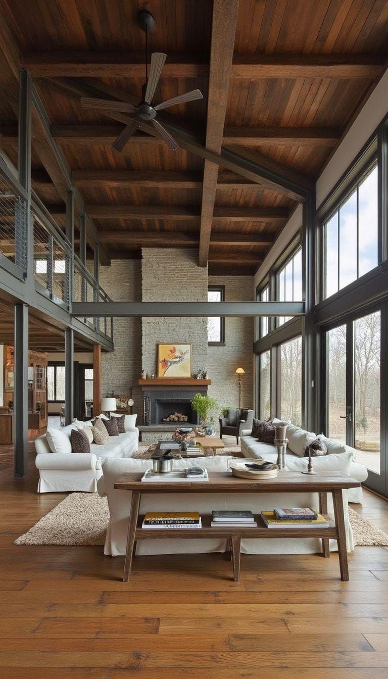3. Steel Beams Meet Rustic Wood Flooring - photo 3