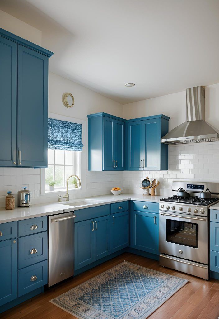 37. Nostalgic Cornflower Blue Kitchen Design