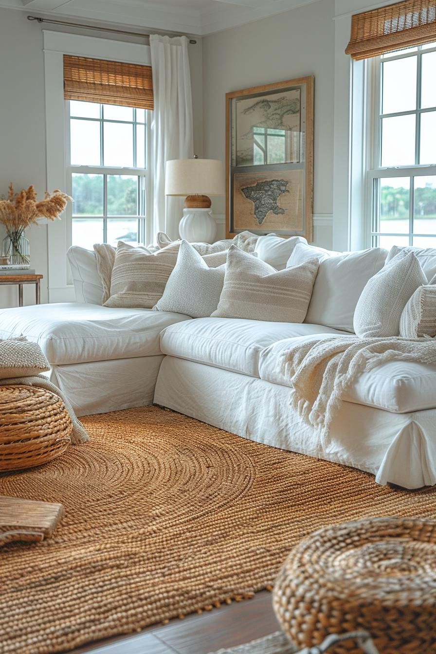 3. Coastal Living Room Linen Sofas - photo 3