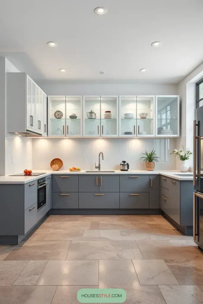 Floating Gray Cabinets for a Modern Kitchen
