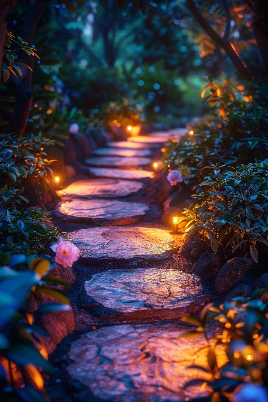 14. Glowing Stone Pathway After Dark