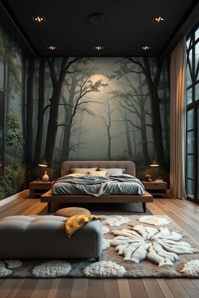 Optical Illusion Paintings That Reshape a Bedroom