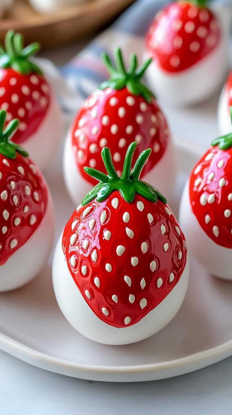 15. Strawberry-Themed DIY Eggs With Leaves - photo 2