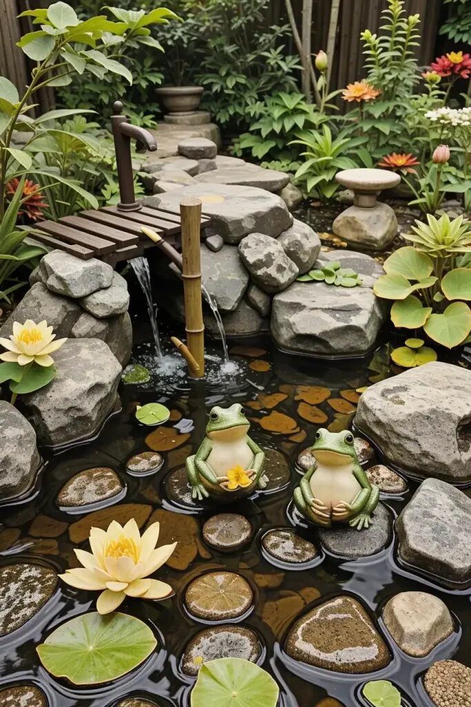 Playful Frog Figurines Near the Water - photo 2