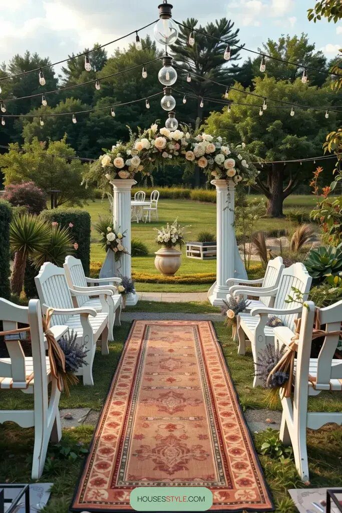 Elegant Benches for an Outdoor Garden Wedding