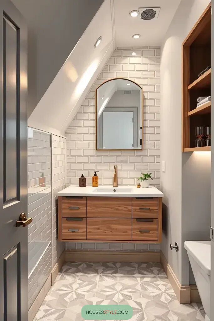 Clever Bathroom Storage Under the Stairs