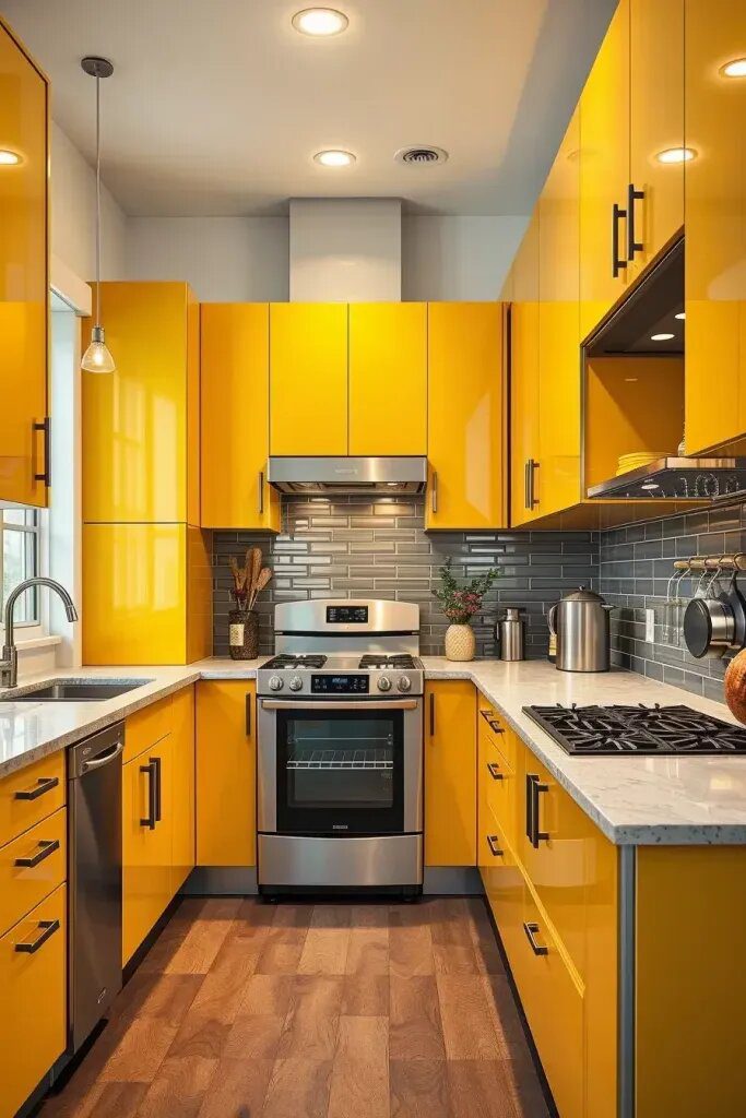 Pairing Sunny Yellow Cabinets With Stainless Steel - photo 2