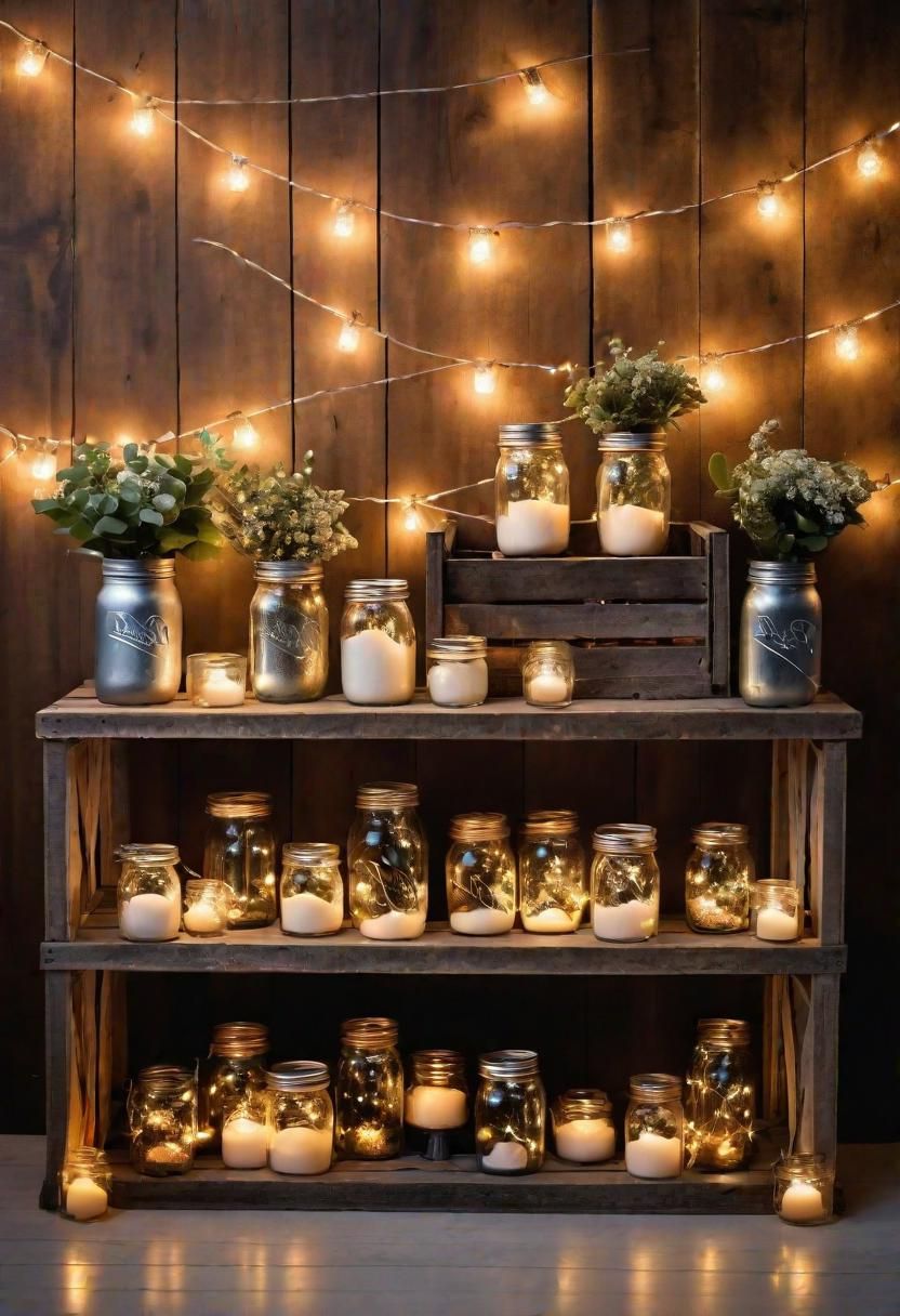 2. Rustic Crate Mason Jar Decor