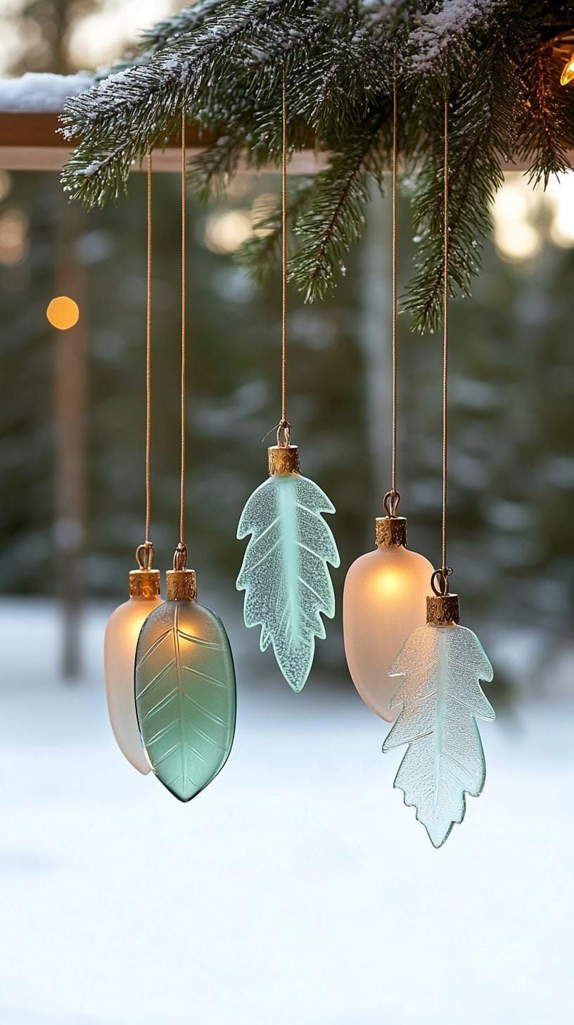 12. Frosted Glass Wind Chimes in Pine Tones