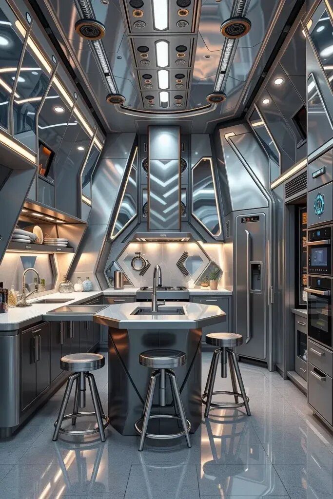 Spaceship-inspired kitchens: where futuristic design meets culinary creativity