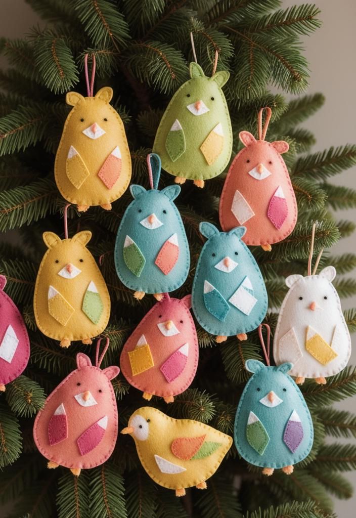 13. DIY Felt Chick Ornaments