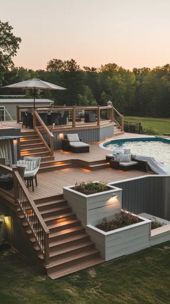 Multi-Level Deck Designs for Above Ground Pools - photo 2