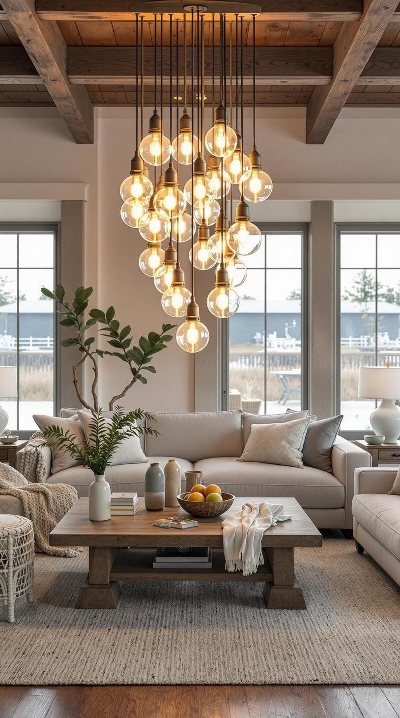 13. Glass Buoy Float Chandelier Lighting