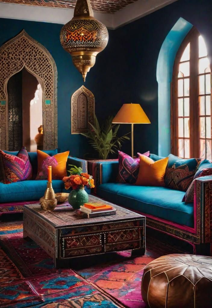18. Spiced-Up Moroccan Living Room Decor