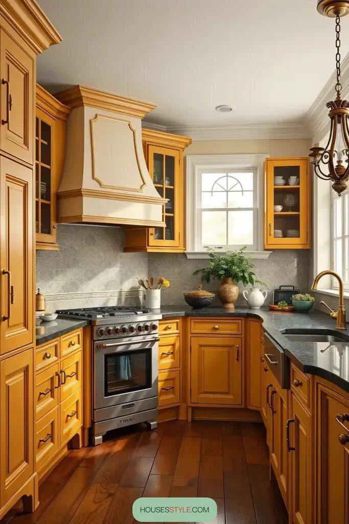 Cozy Elegance With Mustard Yellow Cabinets - photo 2