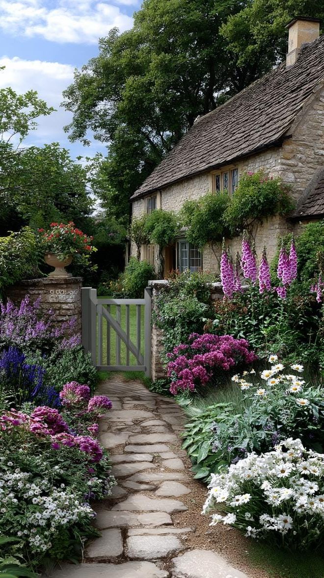 35. Patchwork Flower Beds Behind an English Gate