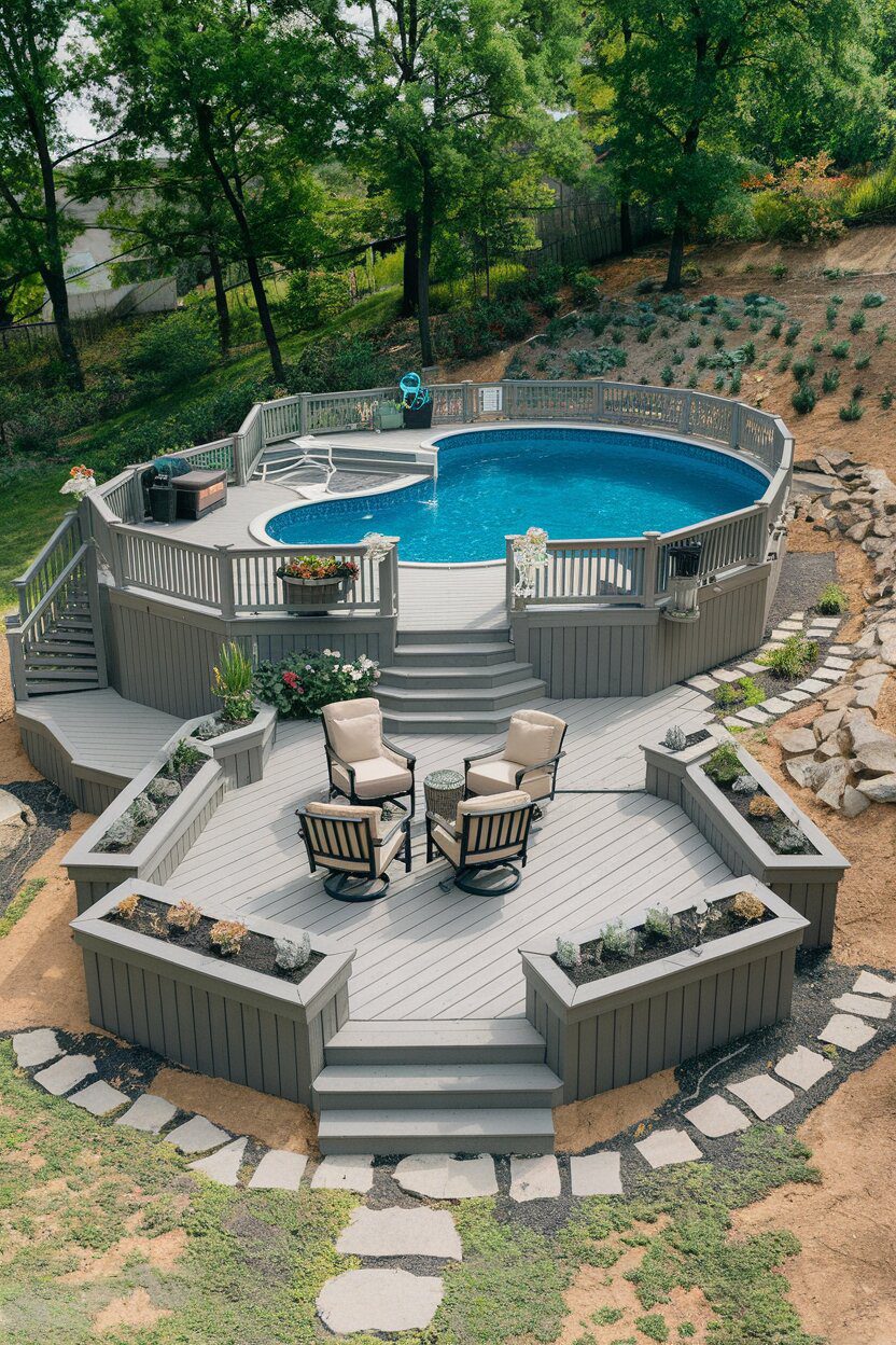 9. Tiered Deck for a Sloped Backyard