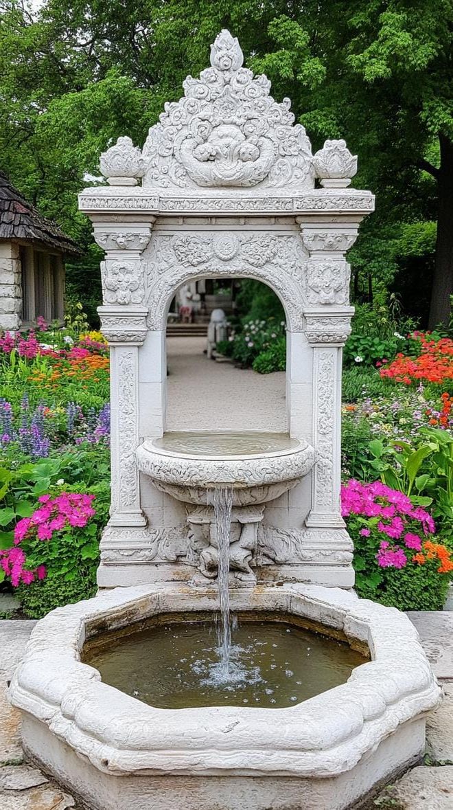 18. Stone fountain framed by a flower-draped gate - photo 3