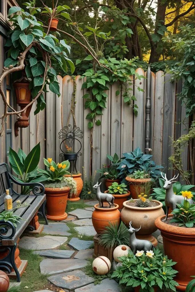 Weathered Metal Figurines for Rustic Garden Style