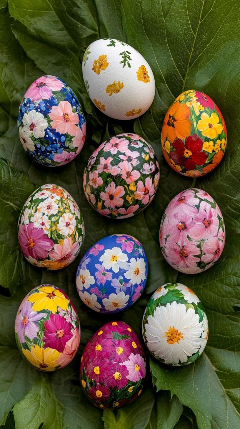 1. Floral Hand-Painted Easter Eggs - photo 3