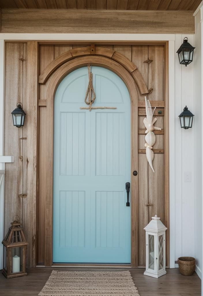 27. Seascape-Themed Wooden Door Designs