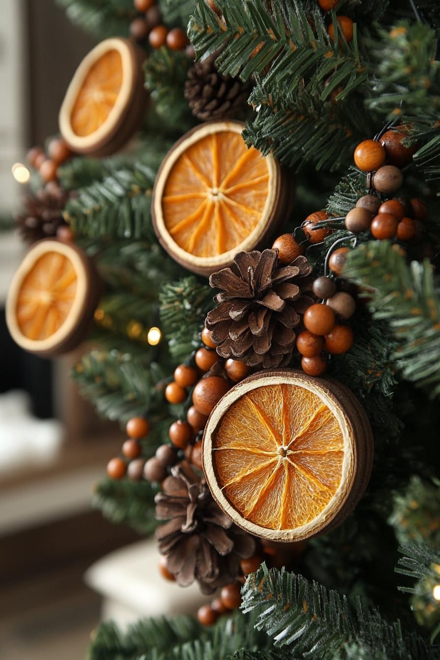 5. Wooden Bead and Orange Garland