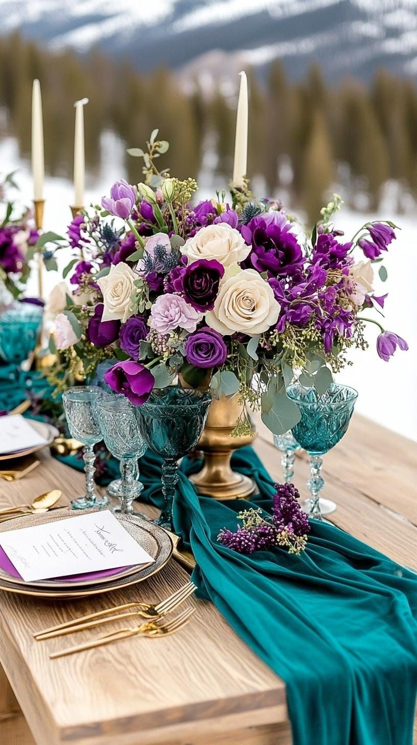 12. Jewel Toned Regal Winter Table - photo 2