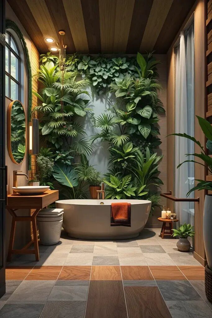 Bathrooms Featuring Living Vertical Gardens
