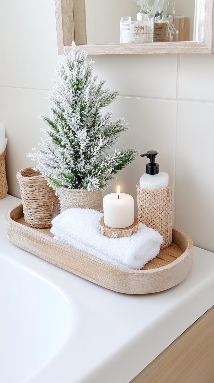 4. Small Tree with Faux Snow on a Shelf - photo 2
