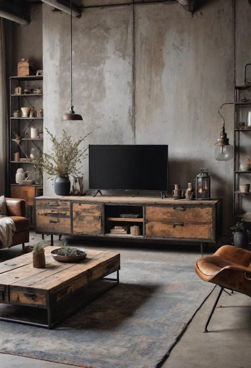 36. Vintage Industrial Living Room Style