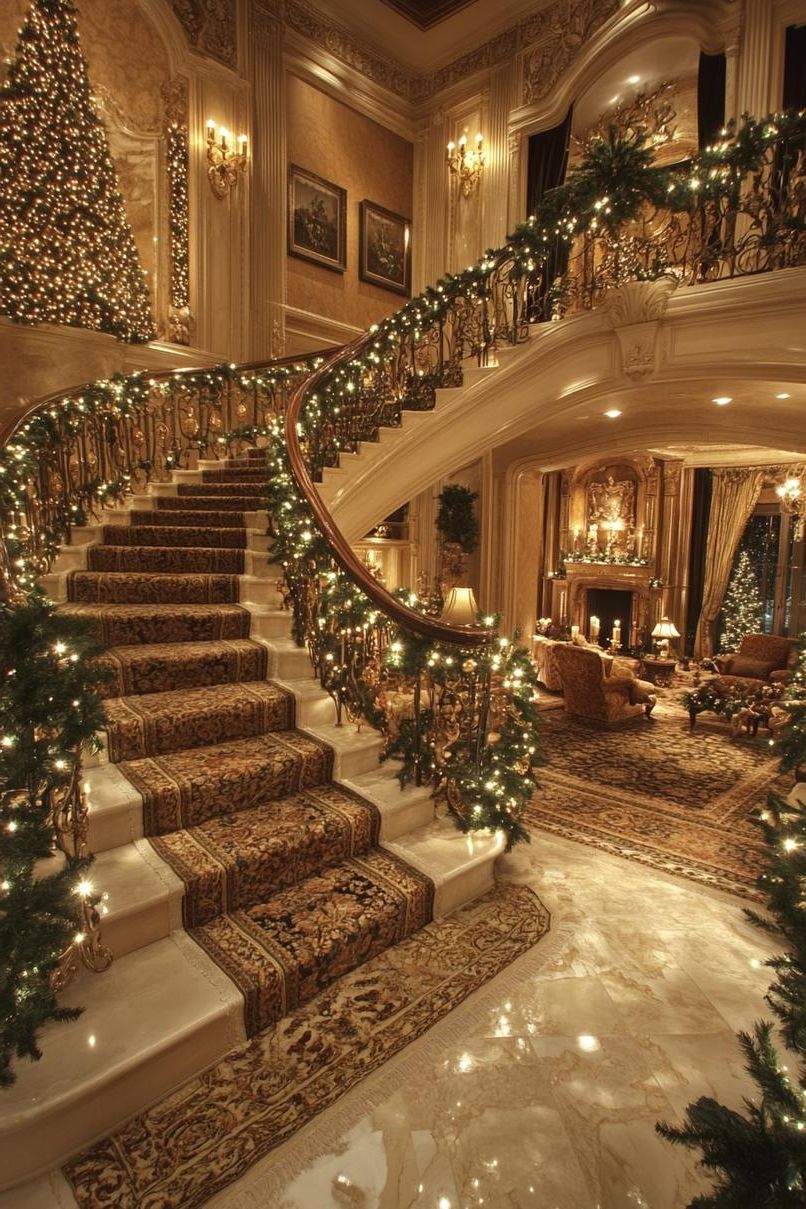 5. Garland-Wrapped Staircase Decor Ideas - photo 3