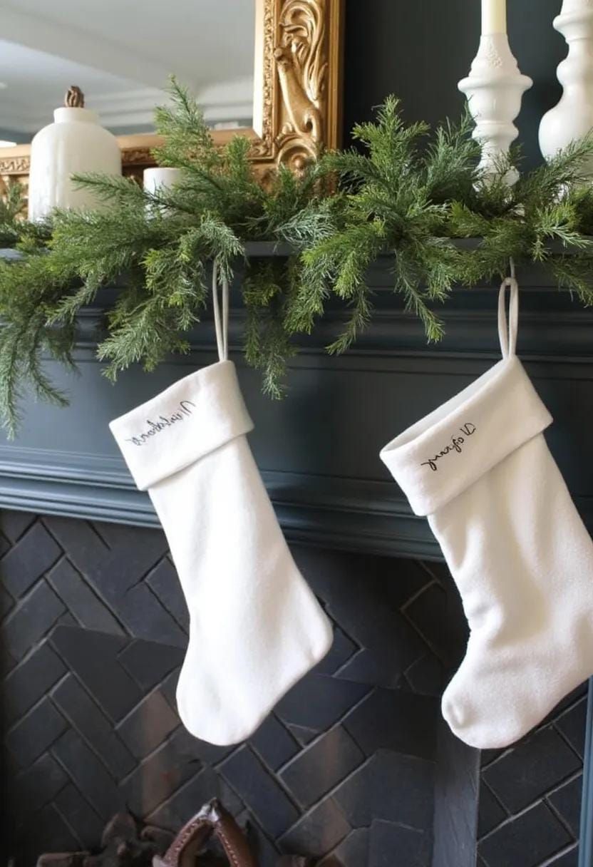 17. Monochrome Fireplace Holiday Styling