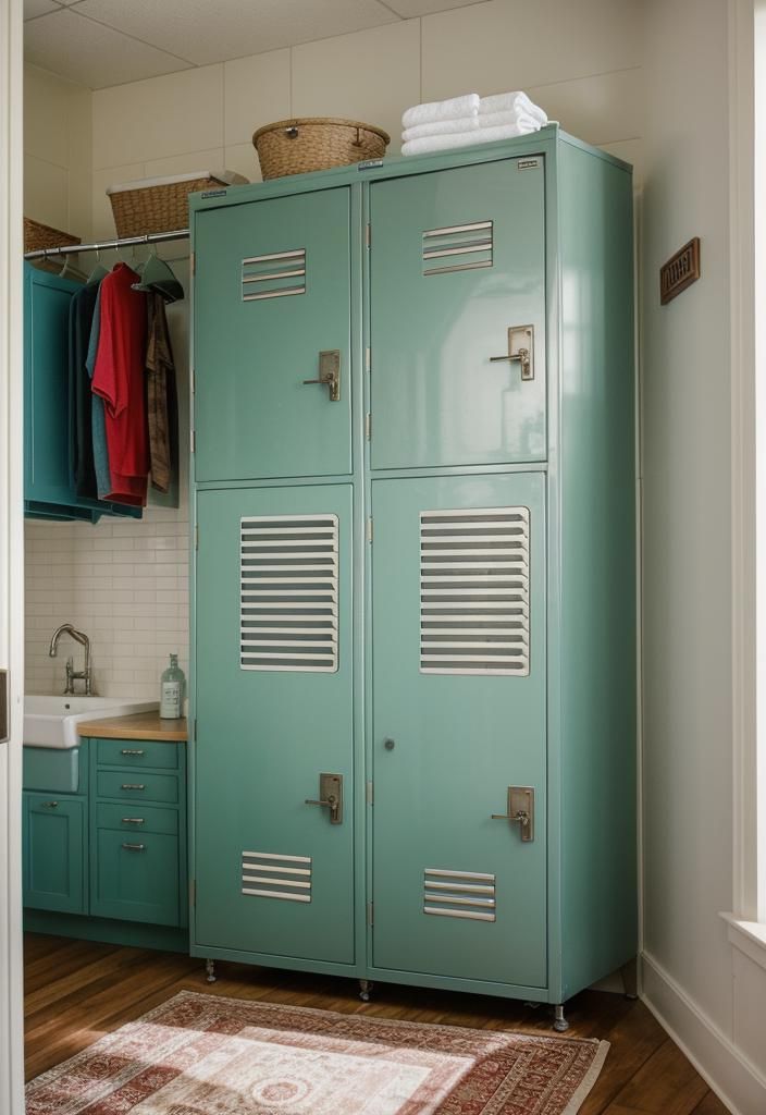 4. Vintage Metal Locker Cabinets