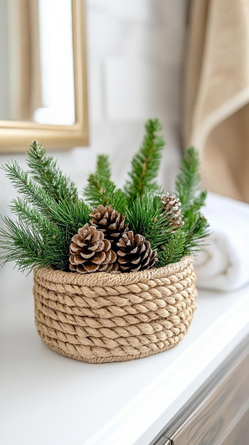 16. Basket of Pine Cones and Evergreen Sprigs - photo 2