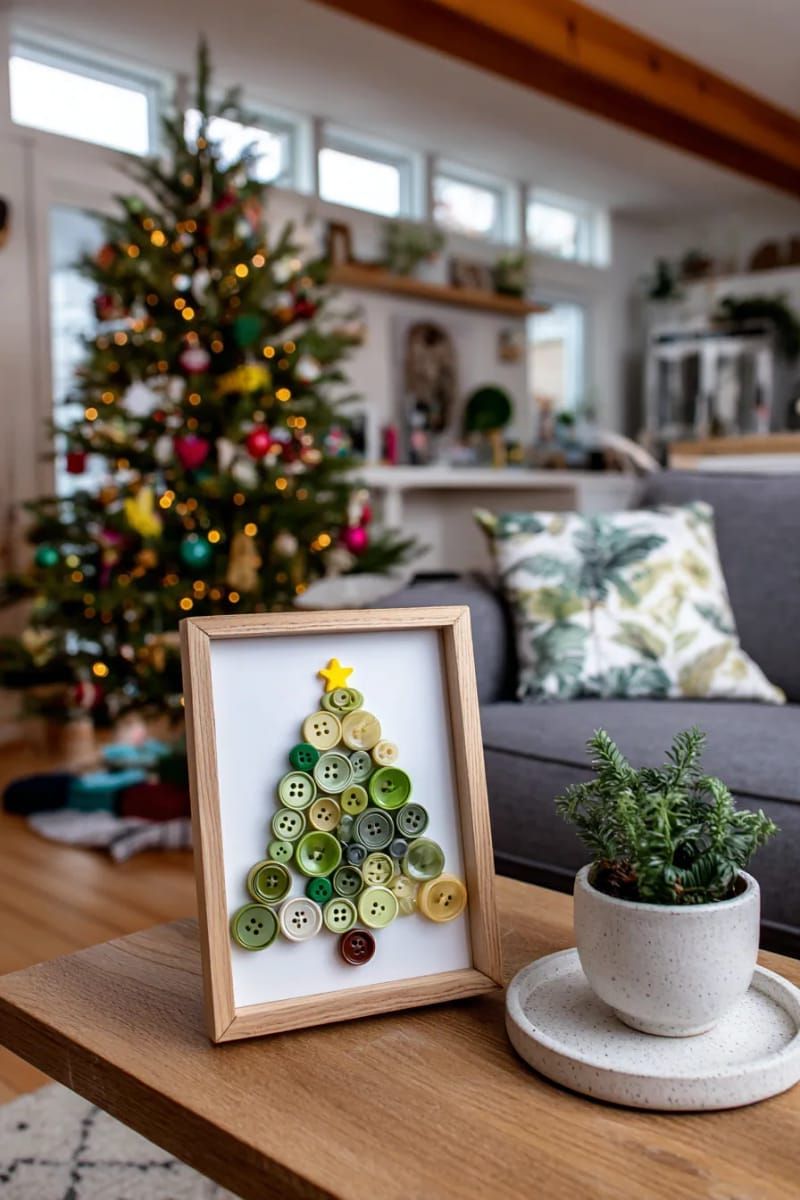 28. Framed Button Christmas Tree Craft - photo 2