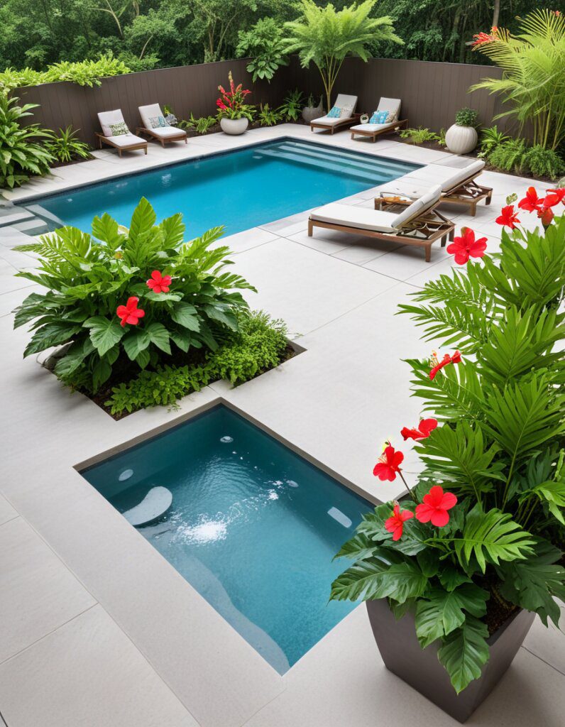 Potted Plants to Dress Up the Poolside