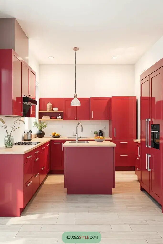 Scandinavian Kitchens with Red Cabinetry - photo 2