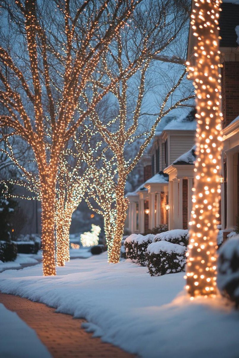 6. Fairy-Lit Trees for the Yard